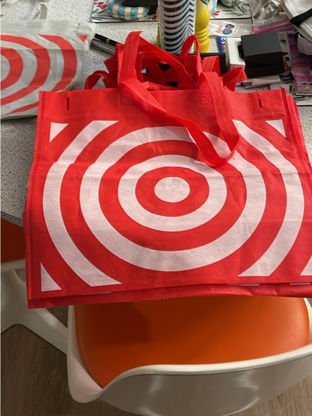 BUNDLE (13) Target Red & White Concentric Circle Reusable Totes